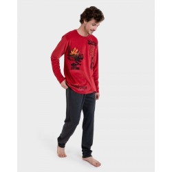 Pijama de hombre Massana de Terciopelo Estampado (Rojo)