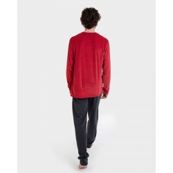 Pijama de hombre Massana de Terciopelo Estampado (Rojo)