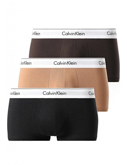 Bóxer Calvin Klein -3 Pack- Modern Cotton Naturals (Negro, Marrón y Beige)