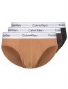 Slip Calvin Klein -3 Pack- Modern Cotton Naturals (Negro, Marrón y Beige)