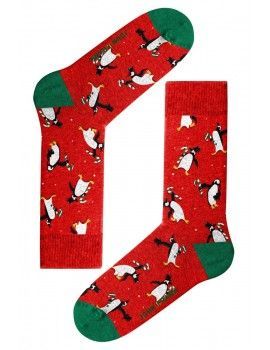 Meia John Frank Mulher Natal Estampado Pinguins