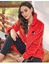 Bata de Mujer Massana de Tejido Polar con Relieve (Rojo)