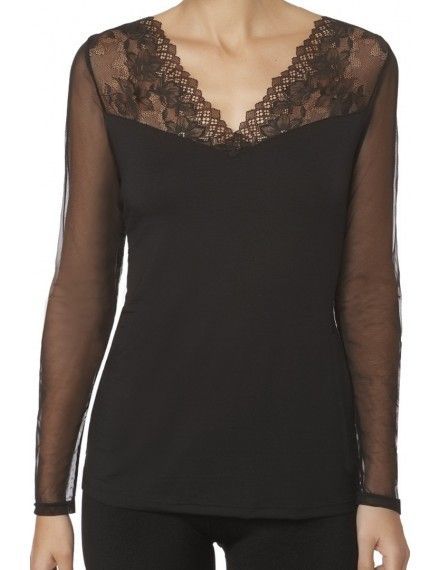 Camiseta Janira Manga Larga Charlize Modal (Negro)