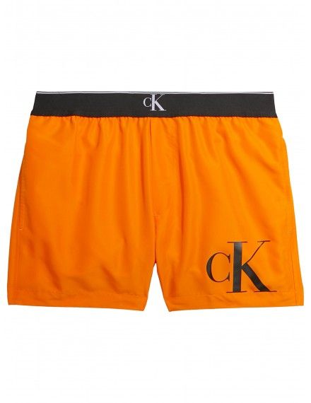 Bañador Corto Calvin Klein CK Monogram (Naranja)