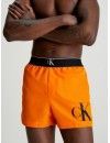 Bañador Corto Calvin Klein CK Monogram (Naranja)