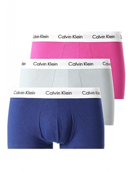 Bóxer Calvin Klein -3 Pack- Cotton Stretch (Azul, Gris y Fucsia)