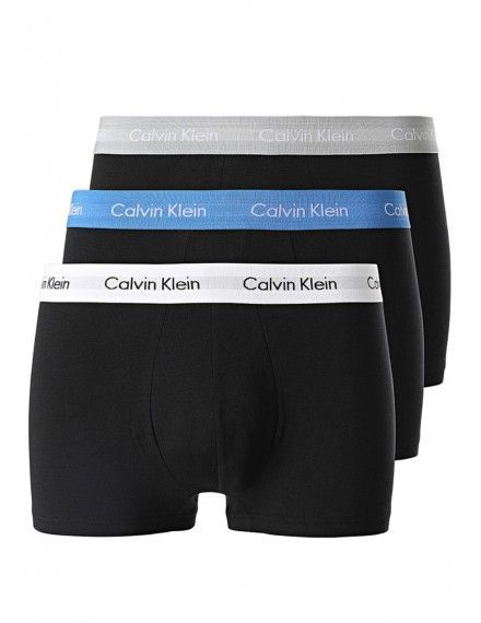 Bóxer Calvin Klein -3 Pack- Cotton Stretch (Negro Cinturilla Azul, Gris y Blanca)