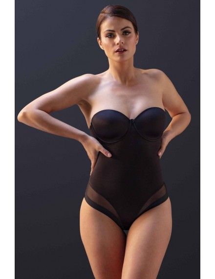 Body Selene Miranda Sin Tirantes con Aros y Relleno (Negro y Tierra)