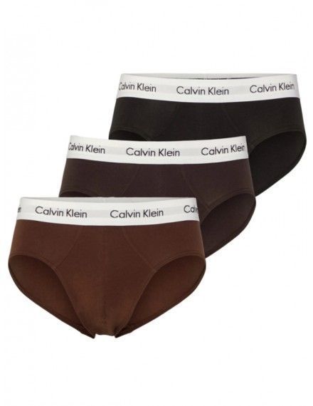 Slip Calvin Klein -3 Pack- Cotton Stretch (Marrón, Negro y Marrón Oscuro)