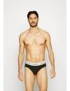 Slip Calvin Klein -3 Pack- Cotton Stretch (Negro Cinturilla Azul, Gris y Blanca)