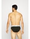 Slip Calvin Klein -3 Pack- Cotton Stretch (Negro Cinturilla Azul, Gris y Blanca)