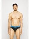 Slip Calvin Klein -3 Pack- Cotton Stretch (Negro Cinturilla Azul, Gris y Blanca)