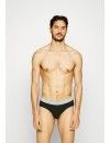 Slip Calvin Klein -3 Pack- Cotton Stretch (Negro Cinturilla Azul, Gris y Blanca)