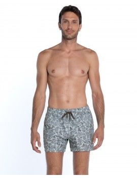 Fato de banho Guasch de tafetá com estampa floral (Verde)