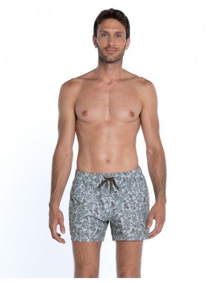 Bañador Guasch de taffeta estampado floral (Verde)