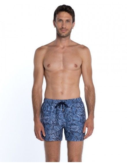 Bañador Guasch de taffeta estampado floral (Marino)