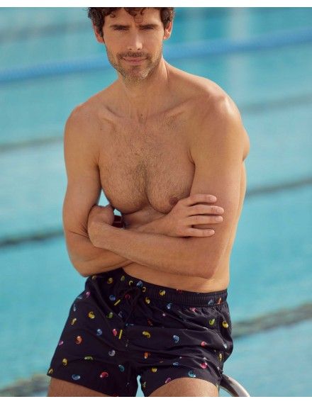 Bañador Corto Massana Estampado Fantasía Camaleones (Negro)