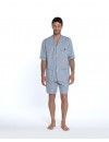 Pijama Corto de Hombre Guasch Tejido Jacquard Microestampado (Azul)