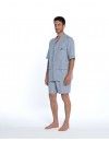 Pijama Corto de Hombre Guasch Tejido Jacquard Microestampado (Azul)