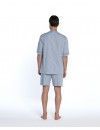 Pijama Corto de Hombre Guasch Tejido Jacquard Microestampado (Azul)