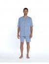Pijama Corto de Hombre Guasch Tejido Jaqcuard Microestampado Puntas de Flecha (Azul)