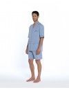 Pijama Corto de Hombre Guasch Tejido Jaqcuard Microestampado Puntas de Flecha (Azul)