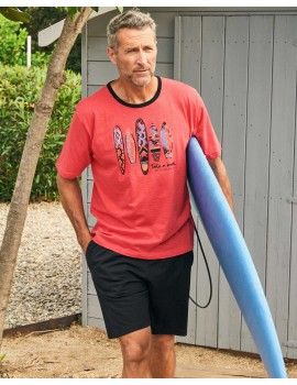 Pijama Curto de Homem Massana de Algodão (Vermelho)