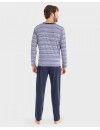Pijama Largo Massana Abierto de Entretiempo a Rayas (Marino)