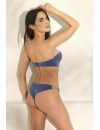Bikini Promise Bandeau con aros y Braguita Brasileña (Azul)