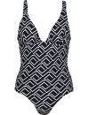 Bañador Naturana de Control con Estampado Zig-Zag (Negro)