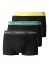 Bóxer Calvin Klein -3 Pack- Cotton Stretch (Negro Cinturilla Gris, Amarillo y Verde)