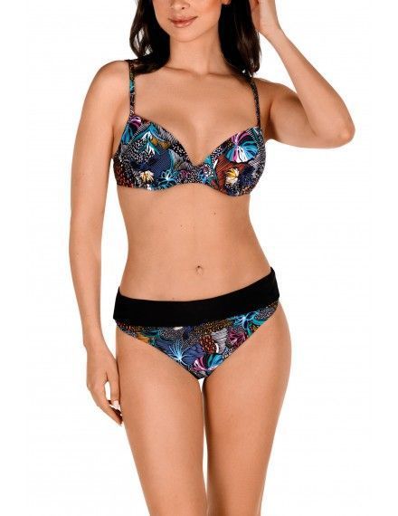 Bikini Tamouré con Aros y braguita reversible Estampado (Negro)