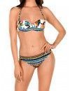 Bikini Tamouré Bandeau Estampado Floral y de Rayas (Crema)