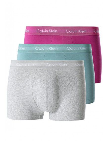 Bóxer Calvin Klein -3 Pack- Cotton Stretch (Gris, Verde y Púrpura)