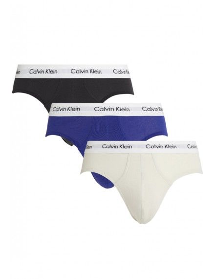 Slip Calvin Klein -3 Pack- Cotton Stretch (Azul, Gris y Crudo)