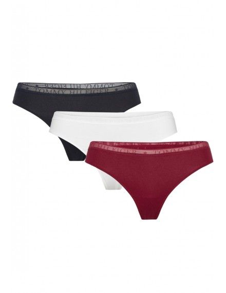 Tanga Tommy Hilfiger Lace -3 Pack- (Blanco, Negro y Granate)