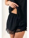 Conjunto Lencero Promise Pantalón Corto con Top Tirantes (Negro)