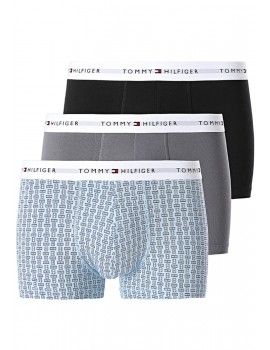 Bóxer Tommy Hilfiger -3 Pack- Signature Cotton Essentials (Negro, Gris y Fantasía)