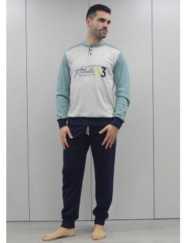 Pijama de Homem Sónia Tecido Felpa Estampado (Cinza)