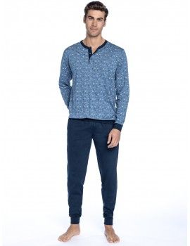 Pijama de Homem Guasch Tecido Ponto Estampado Instrumentos (Azul)