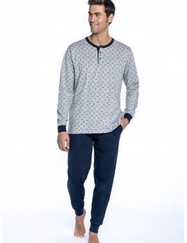 Pijama masculino Guasch de Flanela Estampado Ursos Polares (Cinza)