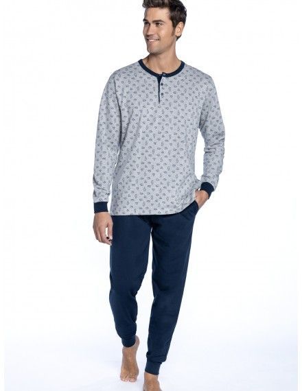 Pijama de Hombre Guasch de Felpa Estampado Osos Polares (Gris)