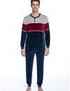 Pijama de Hombre Guasch de Terciopelo a Rayas y Liso (Marino)