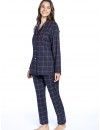 Pijama de Mujer Guasch Abierto de Viyela a Cuadros (Marino)