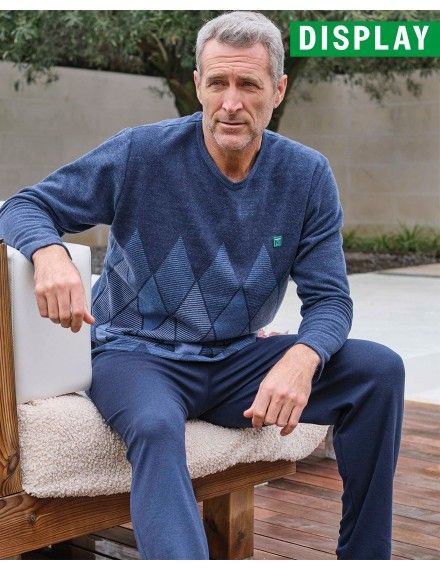 Pijama de Hombre Massana Tejido de Punto Jacquard Gamuzado (Marino)