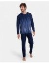 Pijama de Hombre Massana Tejido de Punto Jacquard Gamuzado (Marino)