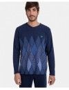 Pijama de Hombre Massana Tejido de Punto Jacquard Gamuzado (Marino)