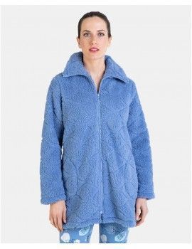 Bata Curta Feminina Massana Tecido Tipo Cordeiro (Azul)