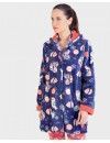 Bata Corta de Mujer Massana Tejido Polar Estampado Animal (Azul)