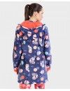 Bata Corta de Mujer Massana Tejido Polar Estampado Animal (Azul)